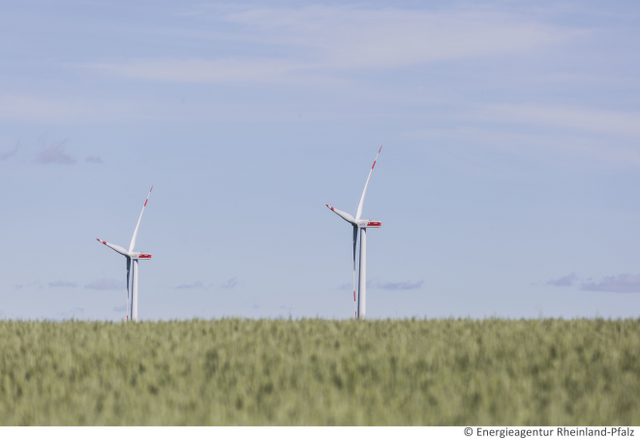 Windräder in Landschaft