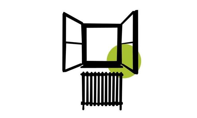 Ein Element des Klima-Coach: Heizung aus beim Lüften, Grafik: Energieagentur Rheinland-Pfalz 